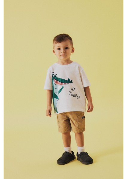 Nmmhelge Ss Nreg Top Pb Beyaz Erkek Çocuk Kısa Kol T-Shirt