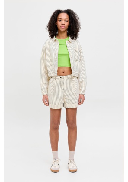 Jjxx JXMADDY RLX CTN MW SHORTS Beyaz Kadın Uzun Kollu Gömlek