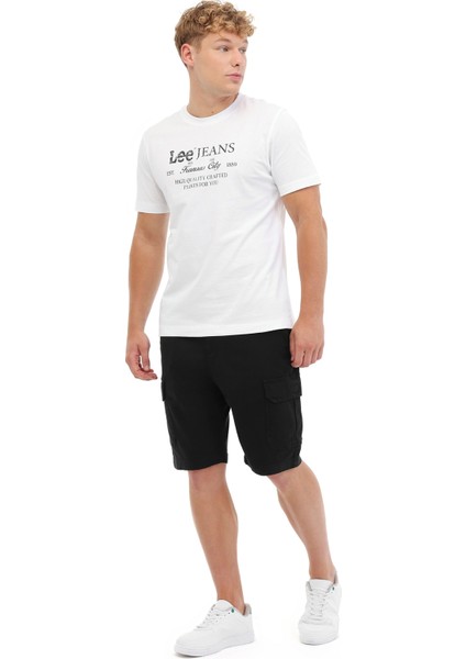 Regular Fit Grafik Bas Beyaz Erkek Kısa Kol T-Shirt