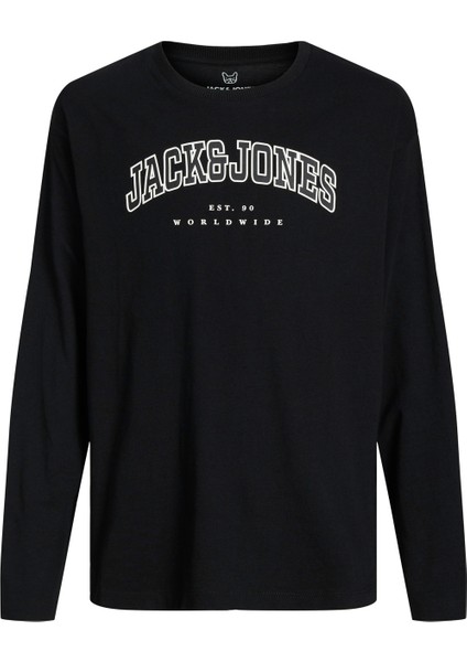 Jjecaleb Varsıty Tee Ls O Siyah Erkek Çocuk Kısa Kol T-Shirt