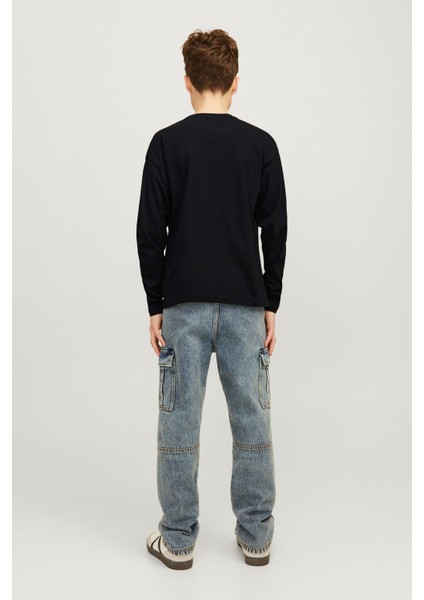 Jjecaleb Varsıty Tee Ls O Siyah Erkek Çocuk Kısa Kol T-Shirt