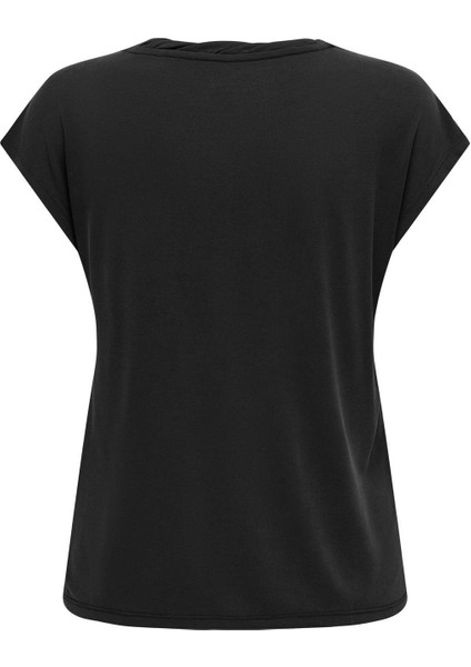 ONLHANNAH S/S V-NECK TOP Siyah Kadın Kısa Kol T-Shirt