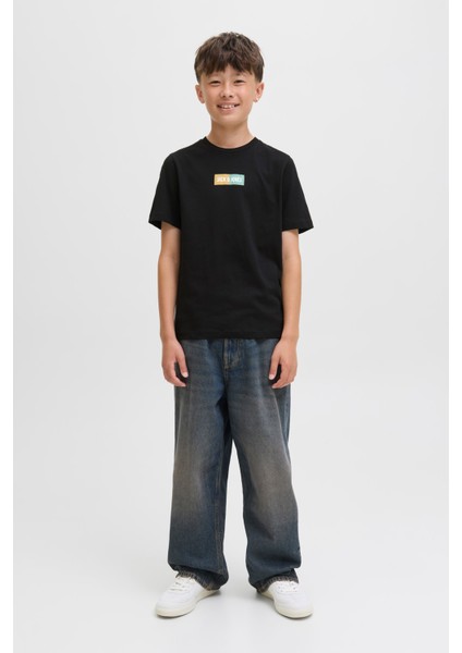 Jjpan Tee Ss Crew Neck Jn Siyah Erkek Çocuk Kısa Kol T-Shirt