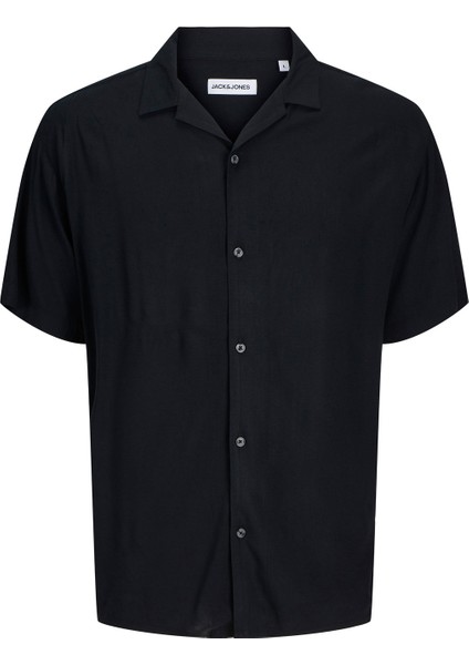 JJEJEFF SOLID RESORT SHIR Siyah Erkek Uzun Kollu Gömlek