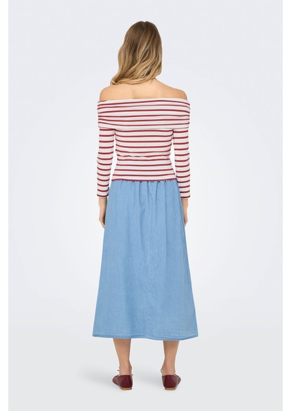 ONLGLAMOUR L/S OFF SHOULD Kırmızı Kadın Uzun Kol T-Shirt