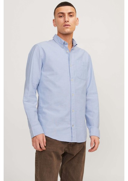 JJEOXFORD SHIRT LS NOOS Mavi Erkek Gömlek
