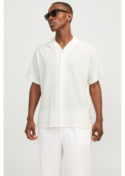JORLUKE CRINKLE RESORT Beyaz Erkek Gömlek