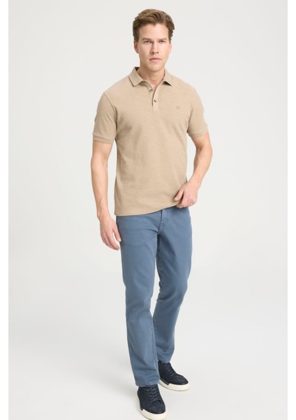 Polo Yaka T-shirt Bej Erkek Kısa Kol T-Shirt