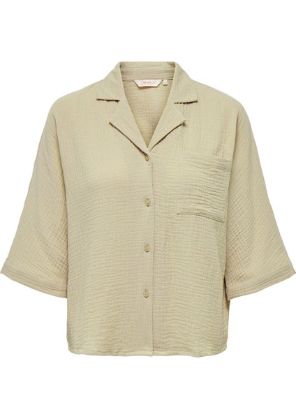 ONLTHYRA SS SHIRT NOOS WV Bej Kadın Gömlek
