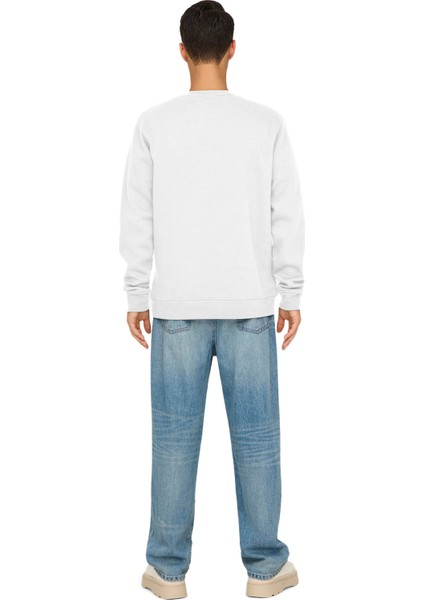 Only&Sons ONSDAWSON REG CREW VD Beyaz Erkek Sweatshirt