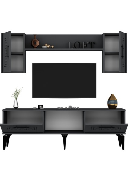 Shumenct Tv Ünitesi Takımı Antrasit