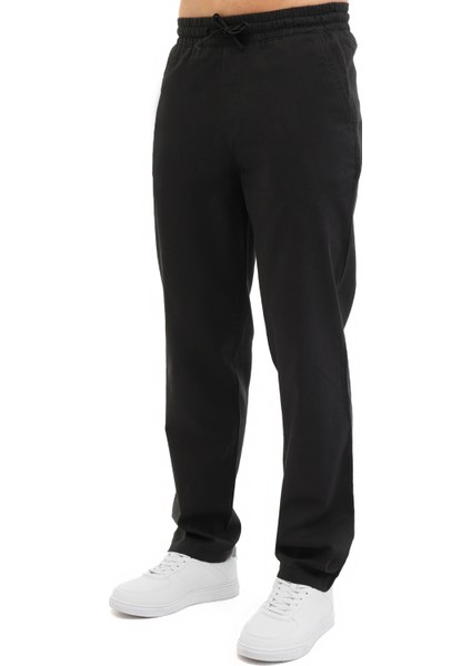 Keten Karışımlı Beli L Gri Erkek Pantolon