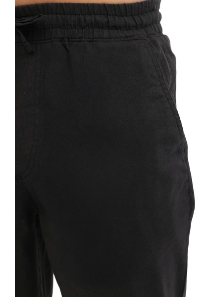 Keten Karışımlı Beli L Gri Erkek Pantolon