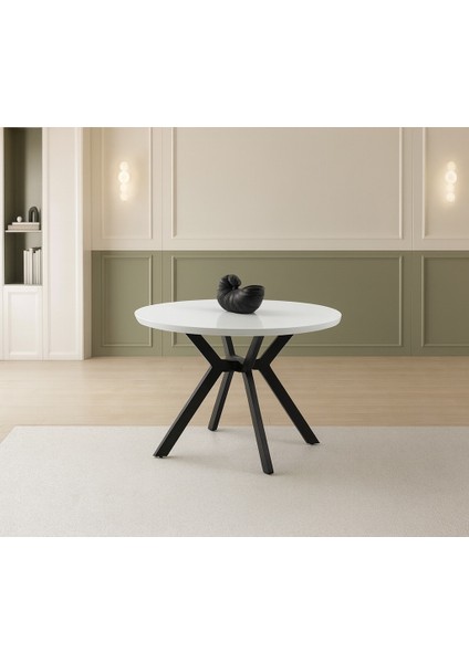 Hltn Ahşap Yuvarlak Açılır Büyüyen Yemek Masası Parlak Beyaz Çap 100 cm Sadece Masa Fiyatıdır