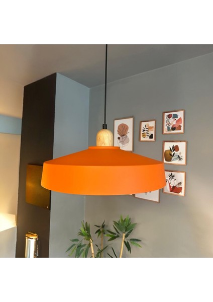Açe Turuncu Tekli Kalın Ahşap Başlık Avize Retro Sarkıt Ofis Showroom Salon Mutfak Avizeleri fırsatları