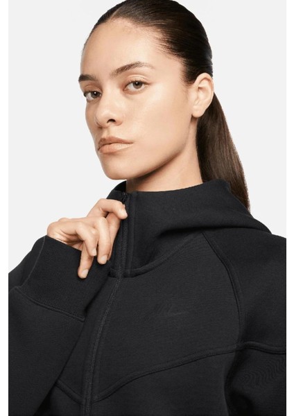 Tech Fleece Windrunner Full-Zip Hoodie Siyah Tam Fermuar Kapüşonlu Kadın Sweatshrit fiyatları