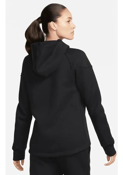 Tech Fleece Windrunner Full-Zip Hoodie Siyah Tam Fermuar Kapüşonlu Kadın Sweatshrit modelleri