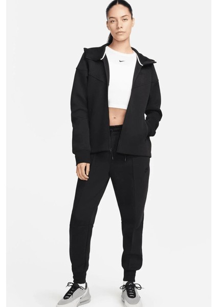 Tech Fleece Windrunner Full-Zip Hoodie Siyah Tam Fermuar Kapüşonlu Kadın Sweatshrit indirimleri