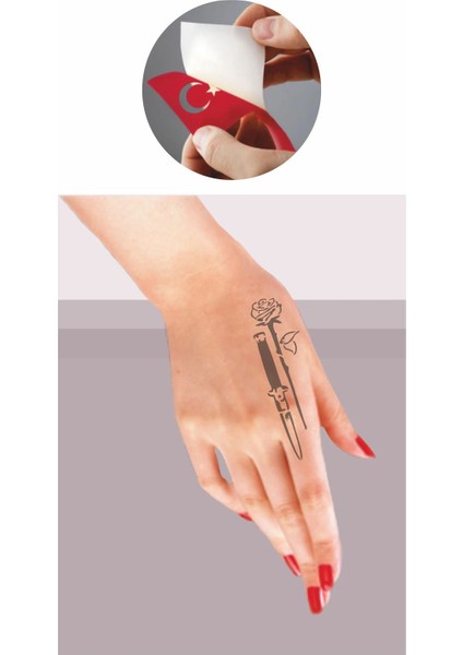 Bıçak ve Gül Tattoo Geçici Dövme Şablonları Kına Kalıpları fiyatları