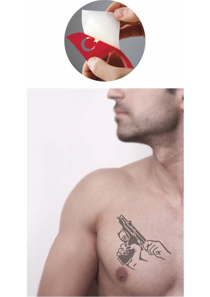 Şarjör Silah Tabanca Tattoo Geçici Dövme Şablonları Kına Kalıpları fiyatları