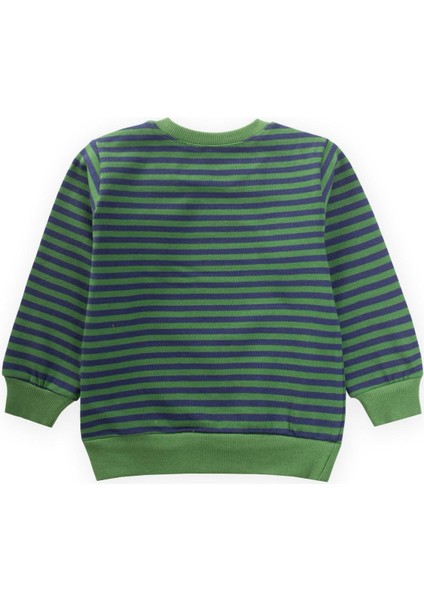 Çizgili Triko Sweatshirt 0-4 Yaş Haki Lacivert modelleri