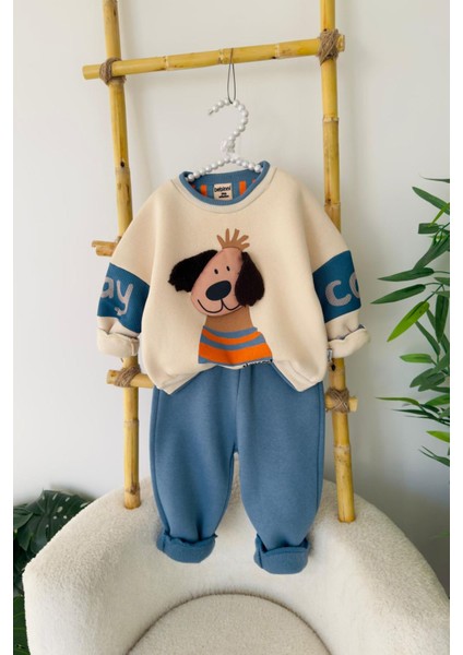 Stay Cool Köpek Desenli Erkek Bebek kışlık takım - Indigo