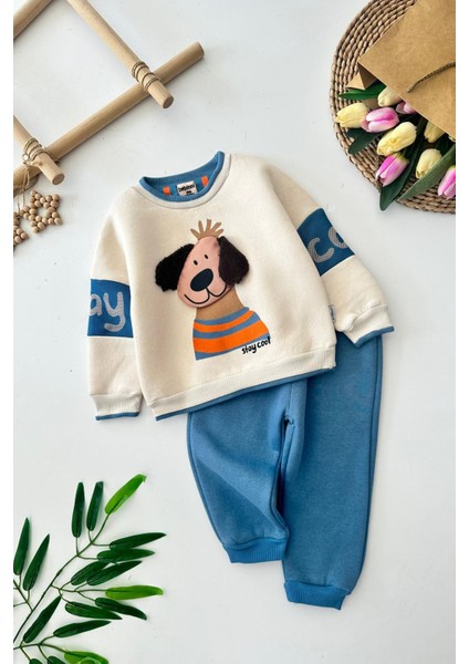Stay Cool Köpek Desenli Erkek Bebek kışlık takım - Indigo modelleri