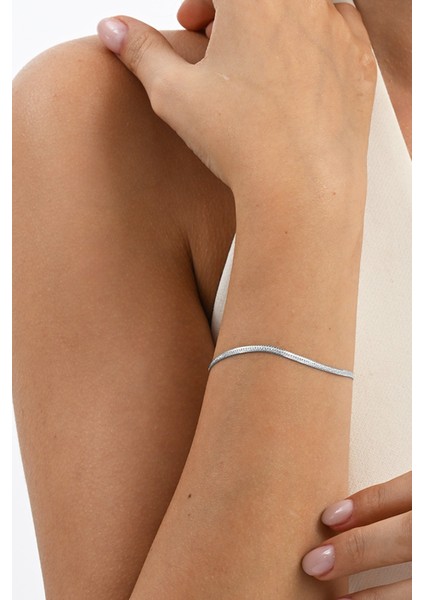 925 Ayar Gümüş Simli Yassı (Ezme) Italyan Gümüş Bileklik SGTL13055RODAJ modelleri