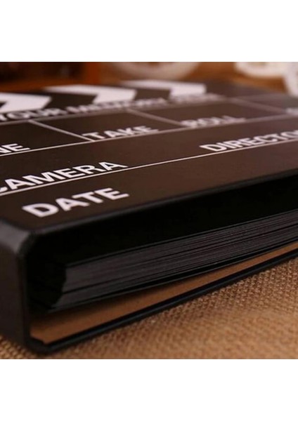 Klaket Tasarımlı Anı Defteri, 20 Siyah Yaprak, Fotoğraf ve Anılar Için Koleksiyon Albümü, Dekoratif Scrapbook, Retro Clap Board Tasarımlı, Sert Kapak, Siyah fırsatları