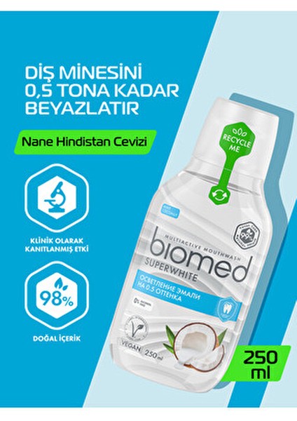 Superwhite Ağız Çalkalama Suyu 250 ml Bakteri Oluşumuna Karşı Koruma ve Beyazlatma fırsatları