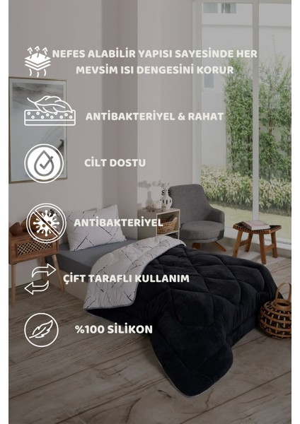 Tek Kişilik Çift Taraflı Lüx Welsoft Elit Yumuşak Polar Yorgan ve Yastık Kılıfı Yansıma Füme fiyatları