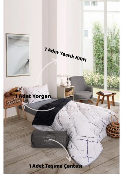 Tek Kişilik Çift Taraflı Lüx Welsoft Elit Yumuşak Polar Yorgan ve Yastık Kılıfı Yansıma Füme modelleri