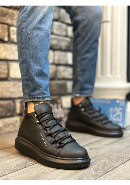 ET0312 Bağcıklı Yüksek Siyah Taban Erkek Tarz Spor Bot
