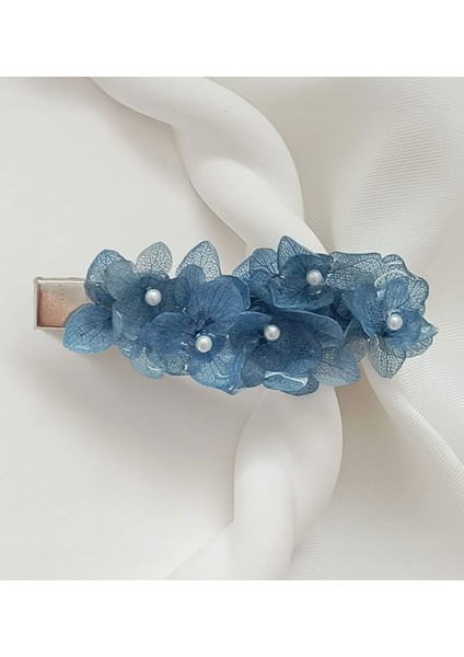 El Yapımı Gercek Ortanca çiçeğiKıstırmalı Saç Tokası