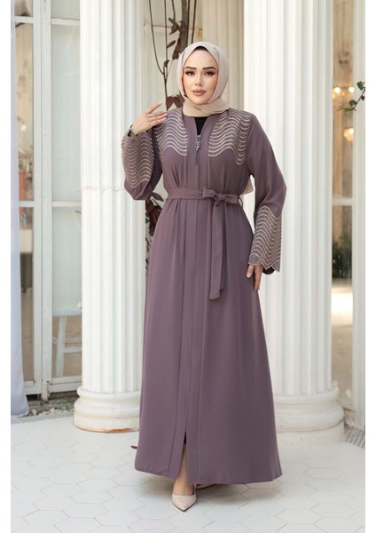 Desenli Gül Kurusu Tesettür Ferace 29105GK fiyatları