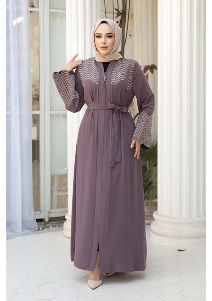 Desenli Gül Kurusu Tesettür Ferace 29105GK modelleri