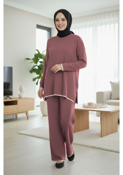 Gül Kurusu Tesettür Triko Ikili Takım 50174GK