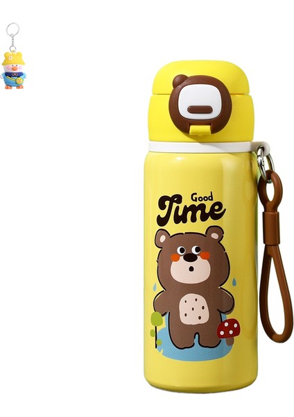 Sevimli Sıçrayan Paslanmaz Çelik Termos Bardak Kız Öğrenci Okula Pipetli Su Bardak Erkek Yüksek Görünümlü Karikatür Çocuklar (Yurt Dışından)