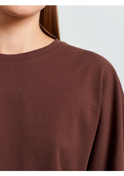 32210 %100 Pamuk Yarasa Kol T-Shirt-Açık Kahve fırsatları