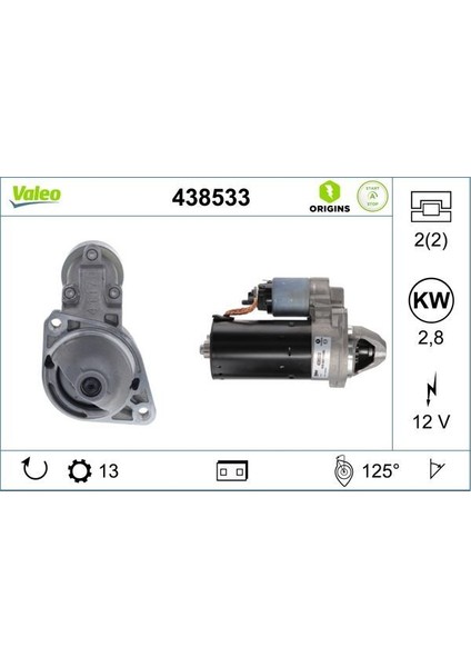 438533 - Mars Motoru 12V 2.5kw 13 Dıs / Start-Stop Mercedes X204 W205 C218 W222 W447 B906 B907 B910