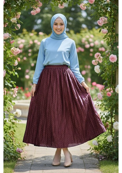 Buruşuk Vişne Tesettür Etek 9227VSN