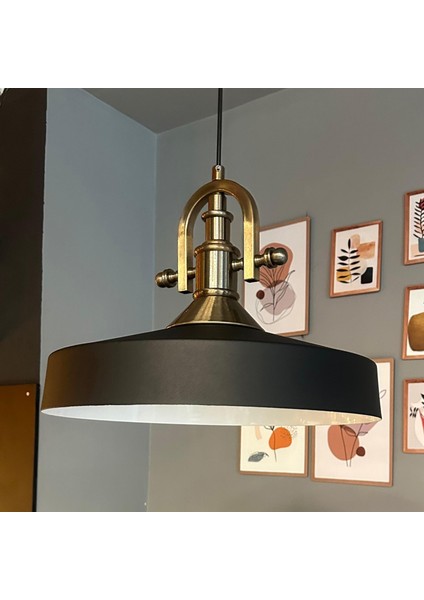 Açe Siyah Tekli Gemici Eskitme Başlık Avize Retro Sarkıt Ofis Showroom Salon Mutfak Avizeleri