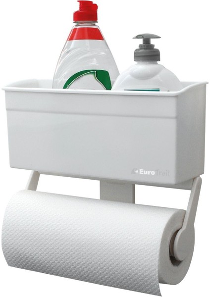 Eurotrail Vantuzlu Kağıt Havlu Tutucu ve Saklama Kutusu - Beyaz