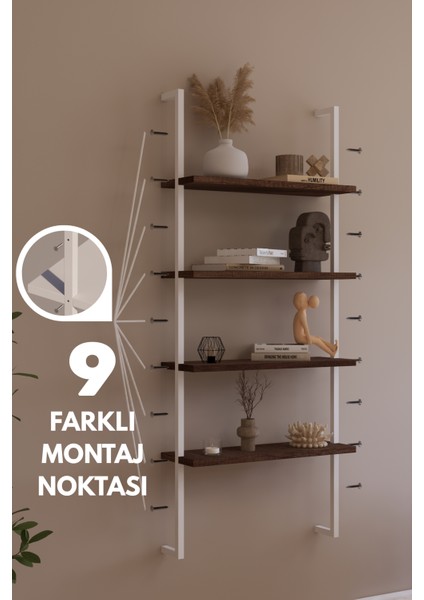 Modüler Model 4 Raflı Duvara Monte Kitaplık Duvar Rafı Aksesuar Rafı fiyatları