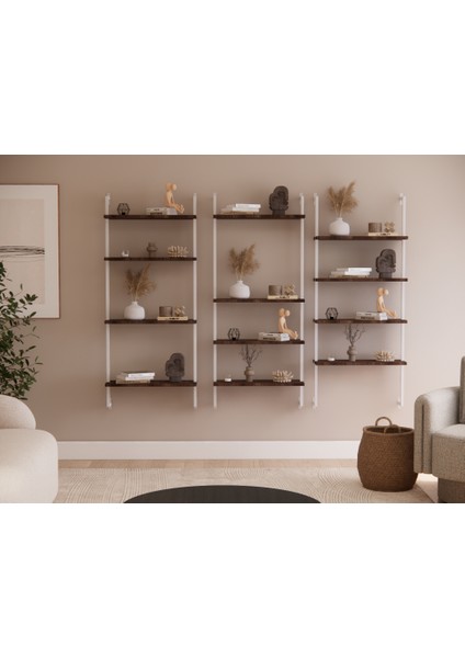 Modüler Model 4 Raflı Duvara Monte Kitaplık Duvar Rafı Aksesuar Rafı