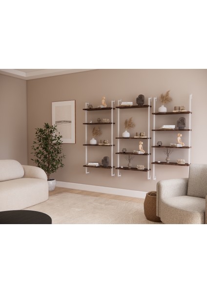 Modüler Model 4 Raflı Duvara Monte Kitaplık Duvar Rafı Aksesuar Rafı