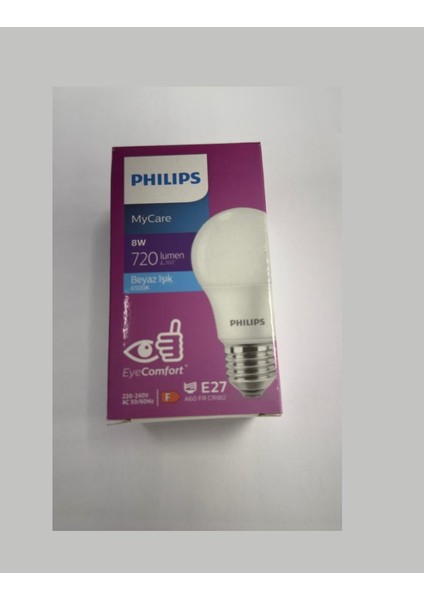 Philips MyCare 8W (60W) Beyaz Işık Led Ampul E27 Normal Duy 720Lumen