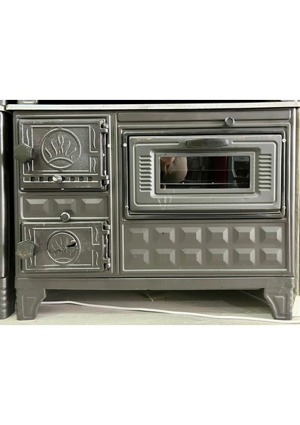 Kuzine Soba - Eko Döküm Tuğlalı - Döküm Soba - CAMSIZ