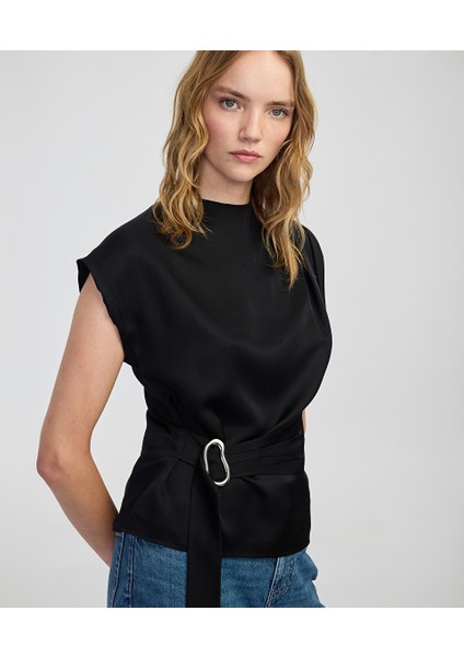 Metal Tokalı Kuşaklı Bluz IW6250006142001