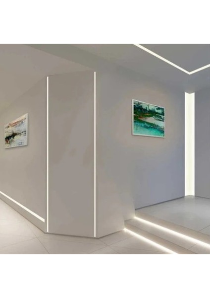LED Kanal Profil Alüminyum Sıva Altı Kasa 1 Metre 2185 Sa 40X48MM Opak Pleksi Yan Kapak ve Yay Dahil